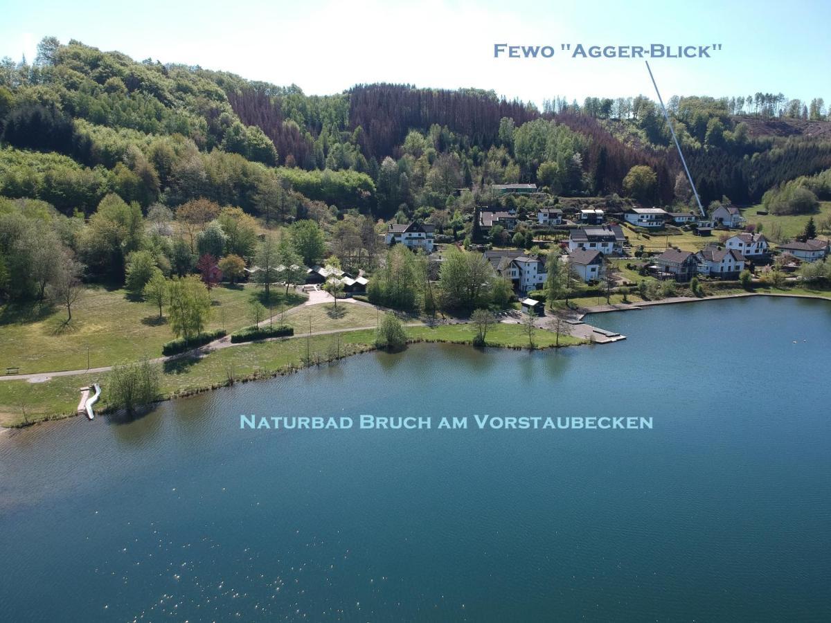 Seeblick-Ferienwohnung Im "Ferienhaus Agger-Blick" Mit Traumhafter Sonnen-Terrasse, Sauna, E-Kamin & Kajak Gummersbach Exterior photo