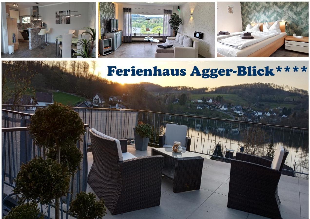 Seeblick-Ferienwohnung Im "Ferienhaus Agger-Blick" Mit Traumhafter Sonnen-Terrasse, Sauna, E-Kamin & Kajak Gummersbach Exterior photo